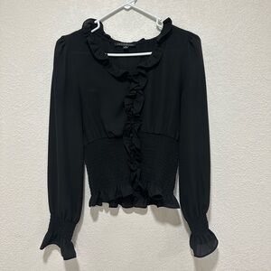 Black Ruffled Women's Top